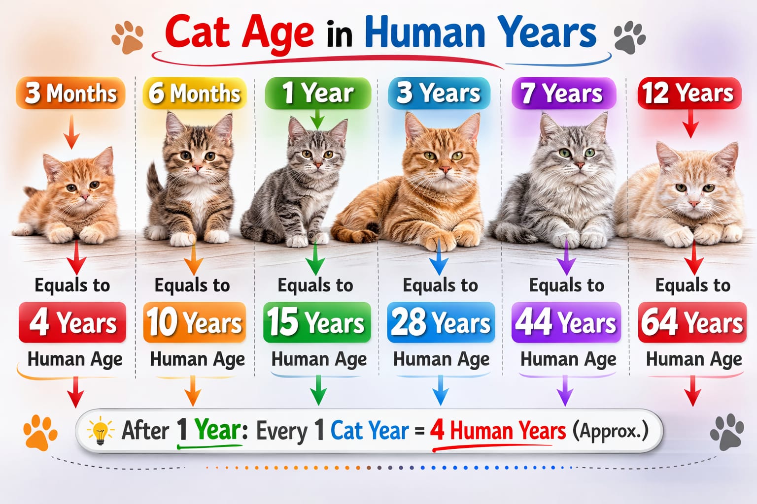 how old in cat years is 7